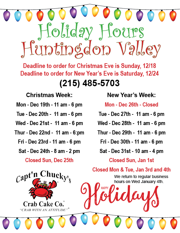holiday hours 2022 Huntingdon Valley