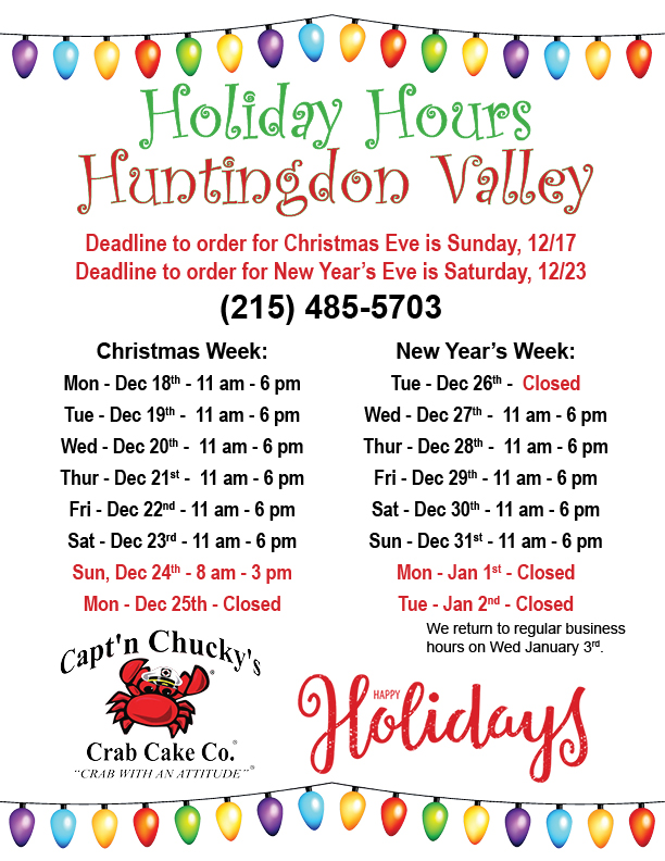 holiday hours 2023 Huntingdon Valley