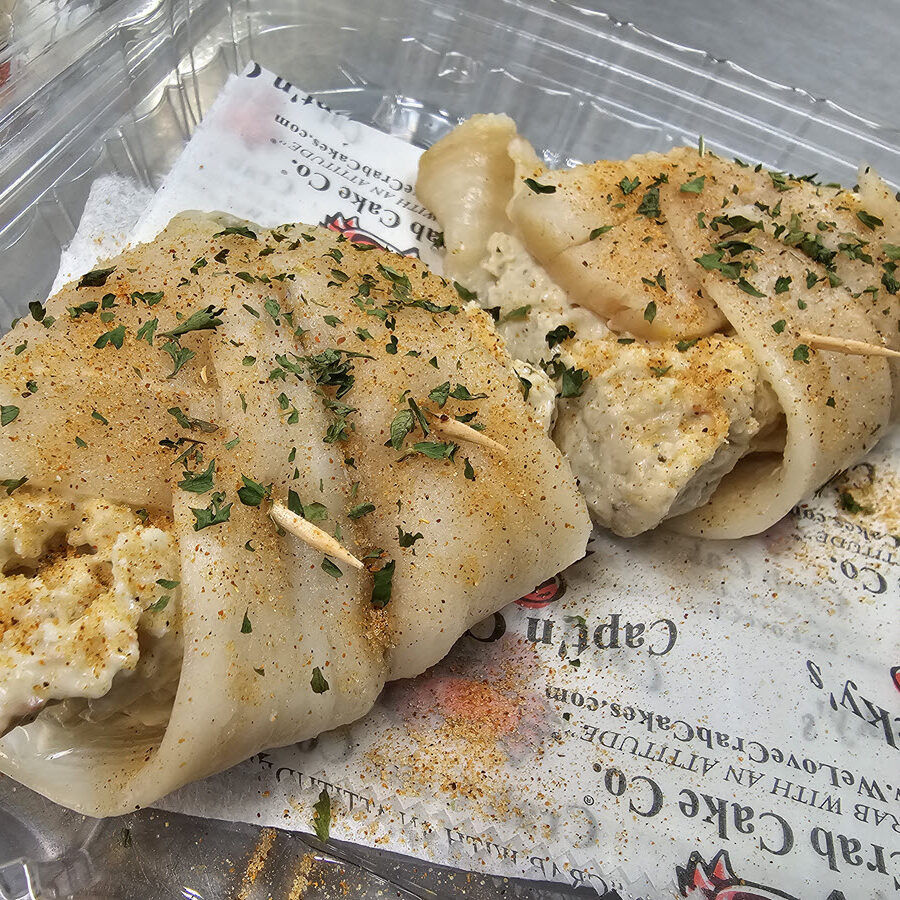 crab imperial stuffed Flounder
